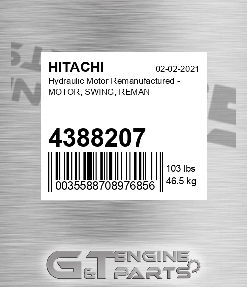 4388207 Hydraulic Motor Remanufactured - MOTOR, SWING, REMAN
