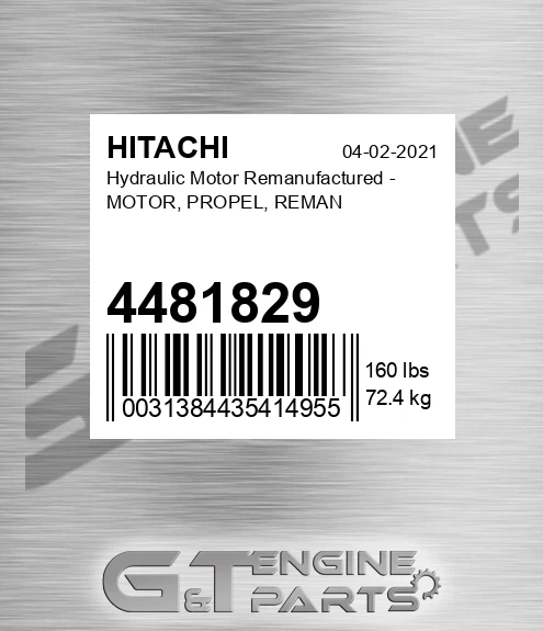 4481829 Hydraulic Motor Remanufactured - MOTOR, PROPEL, REMAN