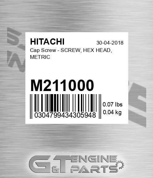 M211000 Cap Screw - SCREW, HEX HEAD, METRIC