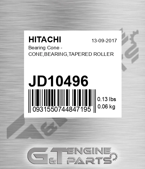 JD10496 Bearing Cone - CONE,BEARING,TAPERED ROLLER