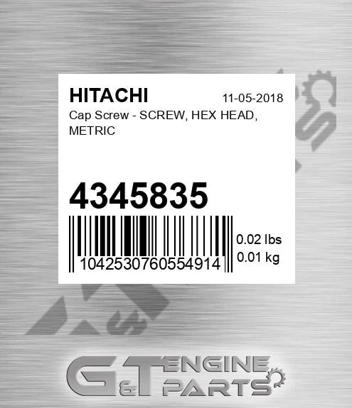 4345835 Cap Screw - SCREW, HEX HEAD, METRIC