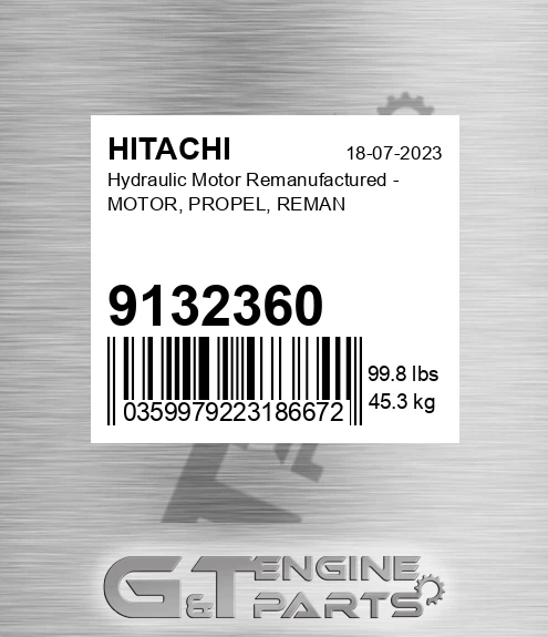 9132360 Hydraulic Motor Remanufactured - MOTOR, PROPEL, REMAN