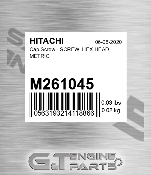 M261045 Cap Screw - SCREW, HEX HEAD, METRIC