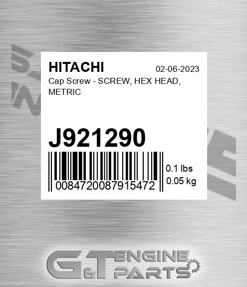 J921290 Cap Screw - SCREW, HEX HEAD, METRIC