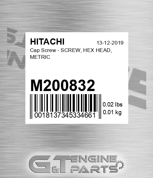 M200832 Cap Screw - SCREW, HEX HEAD, METRIC
