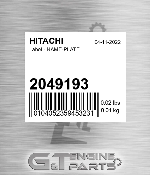 2049193 Label - NAME-PLATE