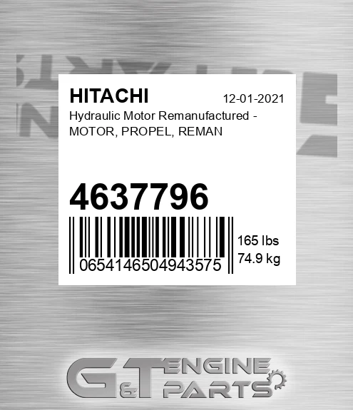 4637796 Hydraulic Motor Remanufactured - MOTOR, PROPEL, REMAN
