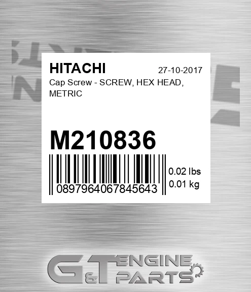 M210836 Cap Screw - SCREW, HEX HEAD, METRIC