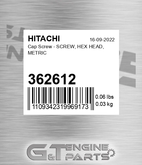 362612 Cap Screw - SCREW, HEX HEAD, METRIC