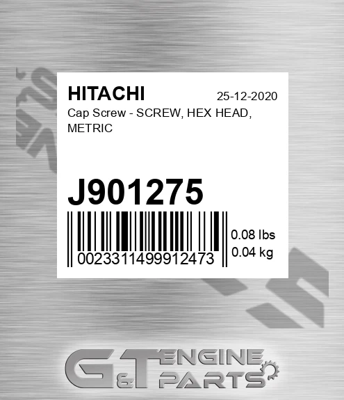 J901275 Cap Screw - SCREW, HEX HEAD, METRIC