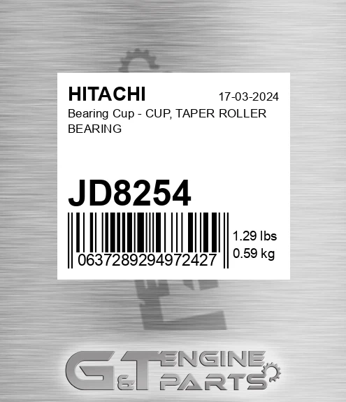 JD8254 Bearing Cup - CUP, TAPER ROLLER BEARING