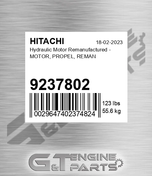 9237802 Hydraulic Motor Remanufactured - MOTOR, PROPEL, REMAN