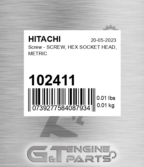 102411 Screw - SCREW, HEX SOCKET HEAD, METRIC