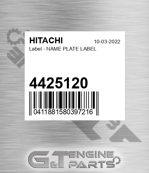 4425120 Label - NAME PLATE LABEL