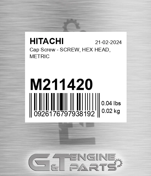 M211420 Cap Screw - SCREW, HEX HEAD, METRIC