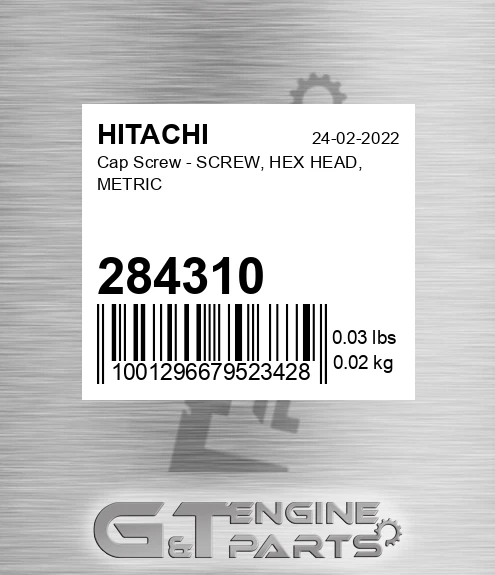 284310 Cap Screw - SCREW, HEX HEAD, METRIC