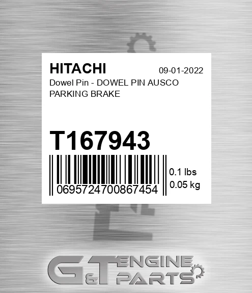 T167943 Dowel Pin - DOWEL PIN AUSCO PARKING BRAKE