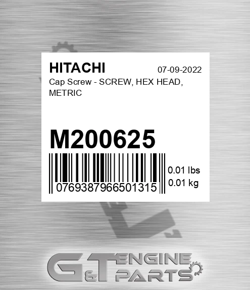 M200625 Cap Screw - SCREW, HEX HEAD, METRIC