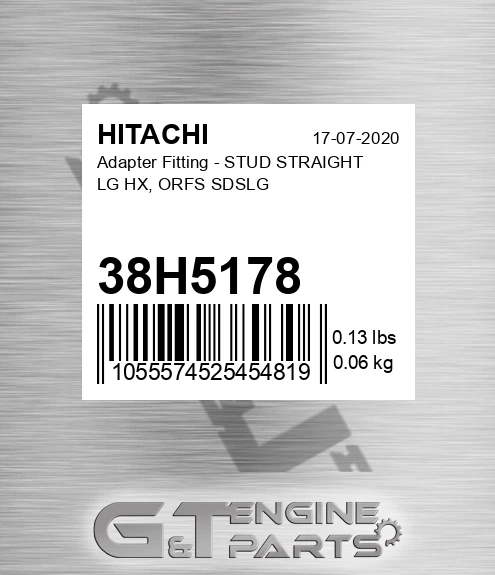 38H5178 Adapter Fitting - STUD STRAIGHT LG HX, ORFS SDSLG