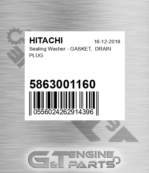 5863001160 Sealing Washer - GASKET, DRAIN PLUG