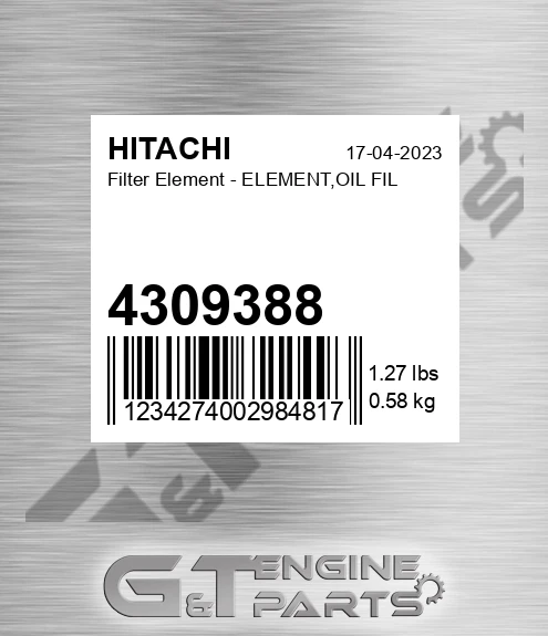 4309388 Filter Element - ELEMENT,OIL FIL