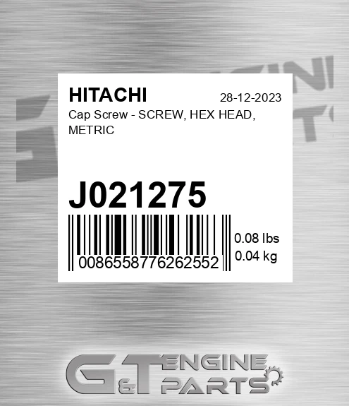 J021275 Cap Screw - SCREW, HEX HEAD, METRIC
