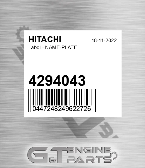 4294043 Label - NAME-PLATE