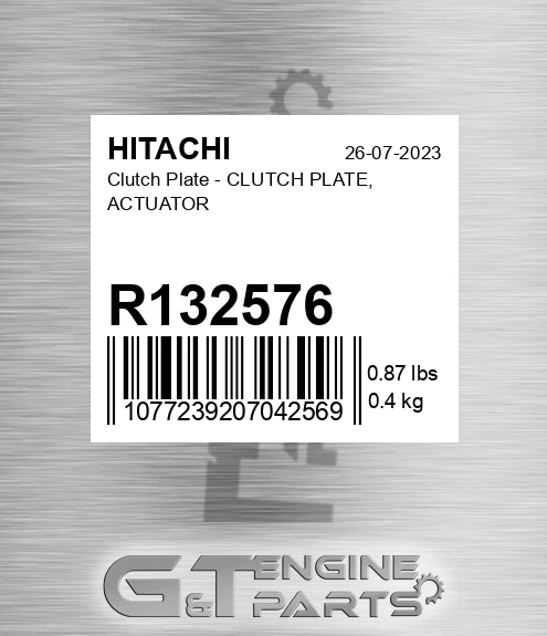 R132576 Clutch Plate - CLUTCH PLATE, ACTUATOR
