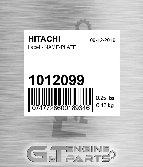 1012099 Label - NAME-PLATE