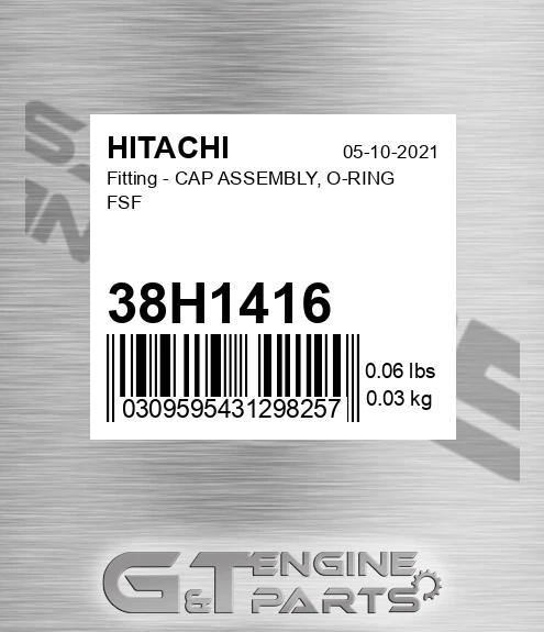 38H1416 Fitting - CAP ASSEMBLY, O-RING FSF