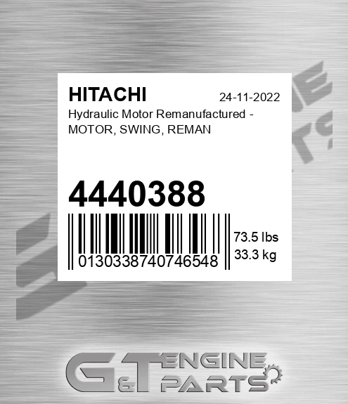 4440388 Hydraulic Motor Remanufactured - MOTOR, SWING, REMAN