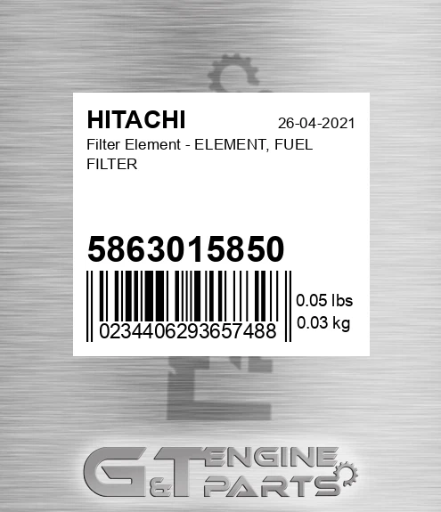 5863015850 Filter Element - ELEMENT, FUEL FILTER