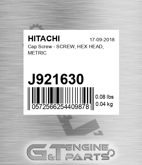 J921630 Cap Screw - SCREW, HEX HEAD, METRIC