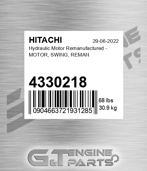 4330218 Hydraulic Motor Remanufactured - MOTOR, SWING, REMAN