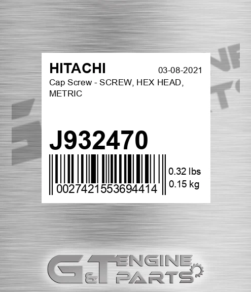 J932470 Cap Screw - SCREW, HEX HEAD, METRIC