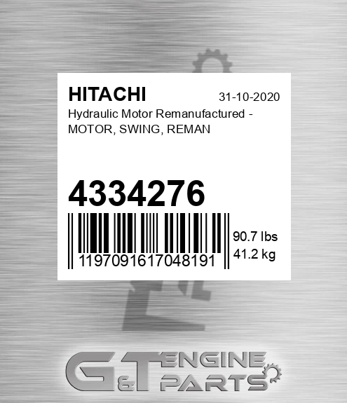4334276 Hydraulic Motor Remanufactured - MOTOR, SWING, REMAN