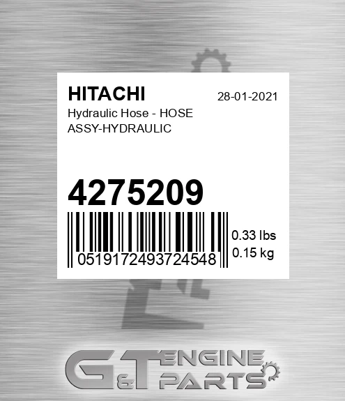 4275209 Hydraulic Hose - HOSE ASSY-HYDRAULIC