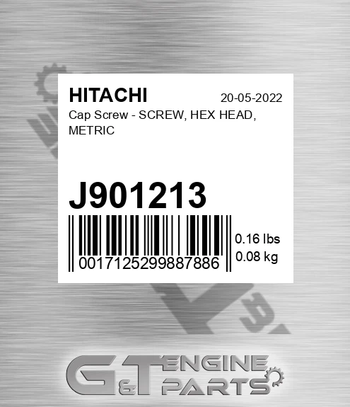 J901213 Cap Screw - SCREW, HEX HEAD, METRIC
