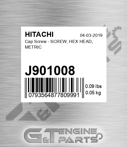 J901008 Cap Screw - SCREW, HEX HEAD, METRIC