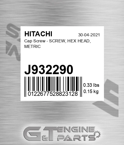 J932290 Cap Screw - SCREW, HEX HEAD, METRIC