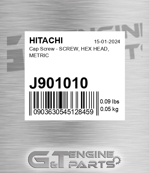 J901010 Cap Screw - SCREW, HEX HEAD, METRIC