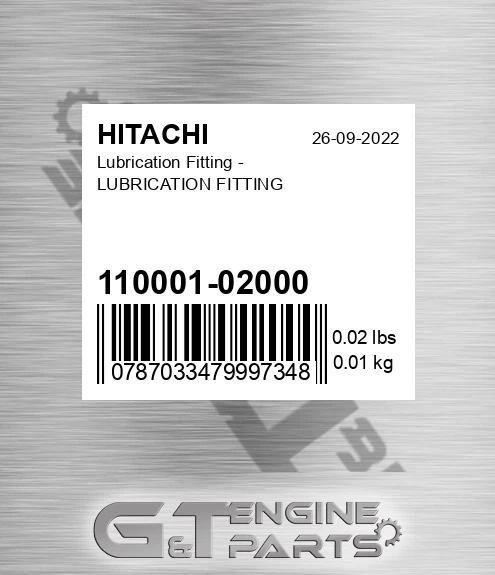 110001-02000 Lubrication Fitting - LUBRICATION FITTING