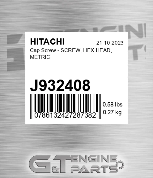 J932408 Cap Screw - SCREW, HEX HEAD, METRIC