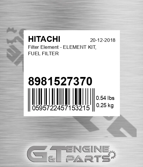 8981527370 Filter Element - ELEMENT KIT, FUEL FILTER
