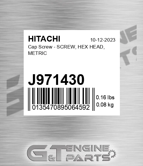 J971430 Cap Screw - SCREW, HEX HEAD, METRIC
