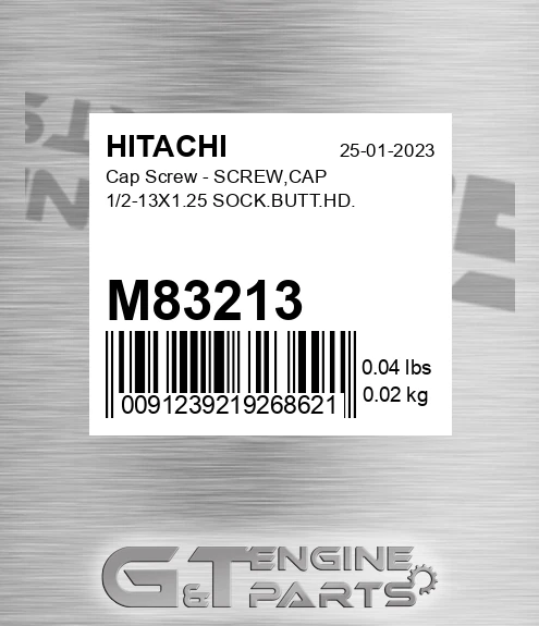 M83213 Cap Screw - SCREW,CAP 1/2-13X1.25 SOCK.BUTT.HD.