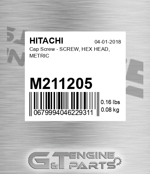 M211205 Cap Screw - SCREW, HEX HEAD, METRIC