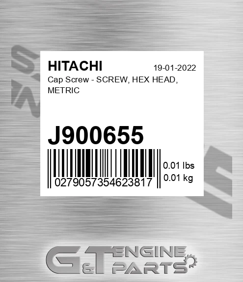 J900655 Cap Screw - SCREW, HEX HEAD, METRIC