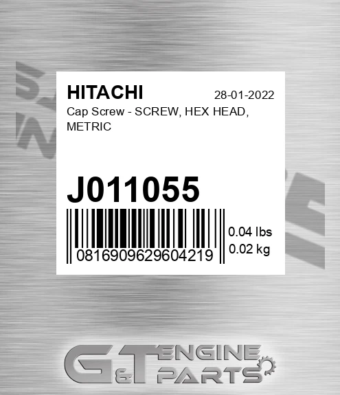 J011055 Cap Screw - SCREW, HEX HEAD, METRIC