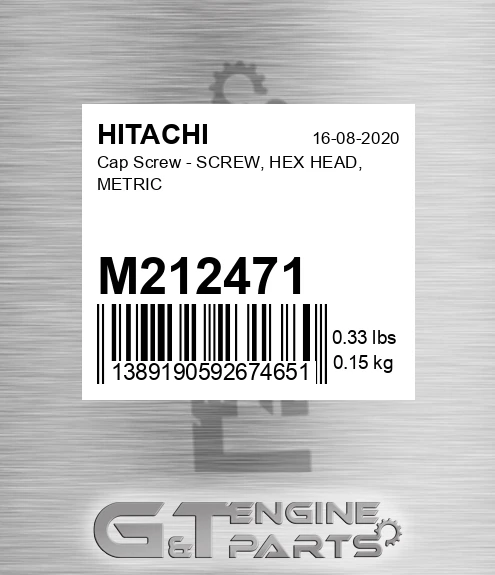 M212471 Cap Screw - SCREW, HEX HEAD, METRIC